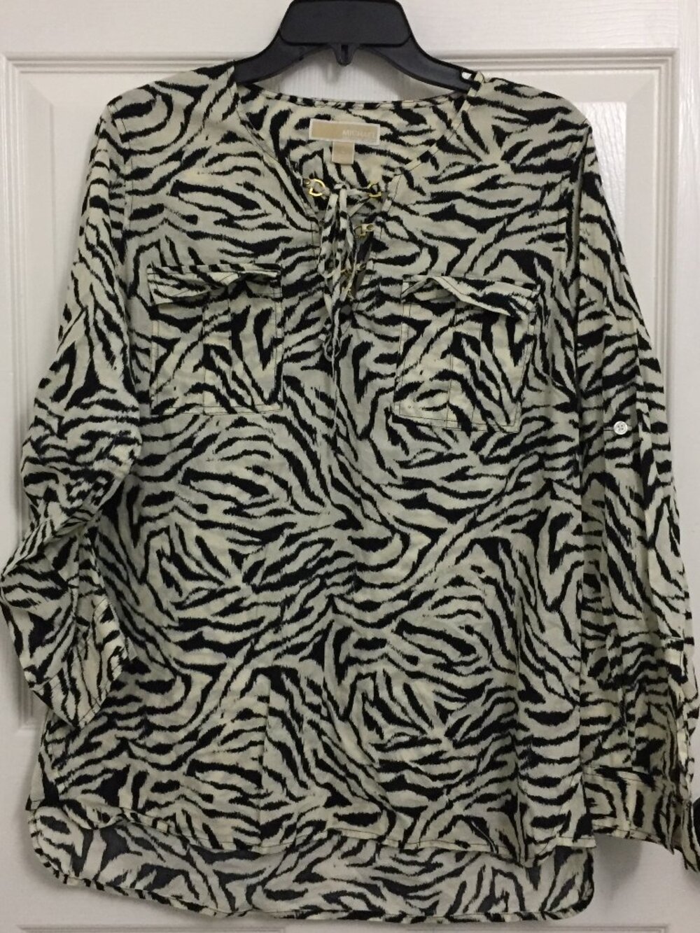 Michael Kors Long Sleeve Zebra Print Casual Blouse